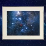 Framed Photographic sky chart with star location