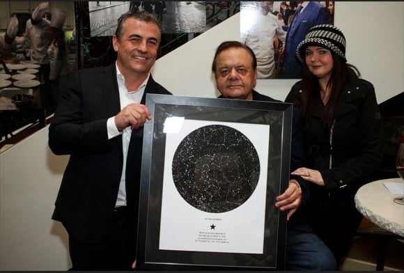 Paul Sorvino holding a sky map from International Star Registry