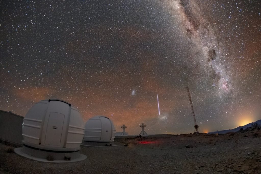This picture shows two new Extra telescopes hosted at ESO’s La Silla Observatory in Chile.