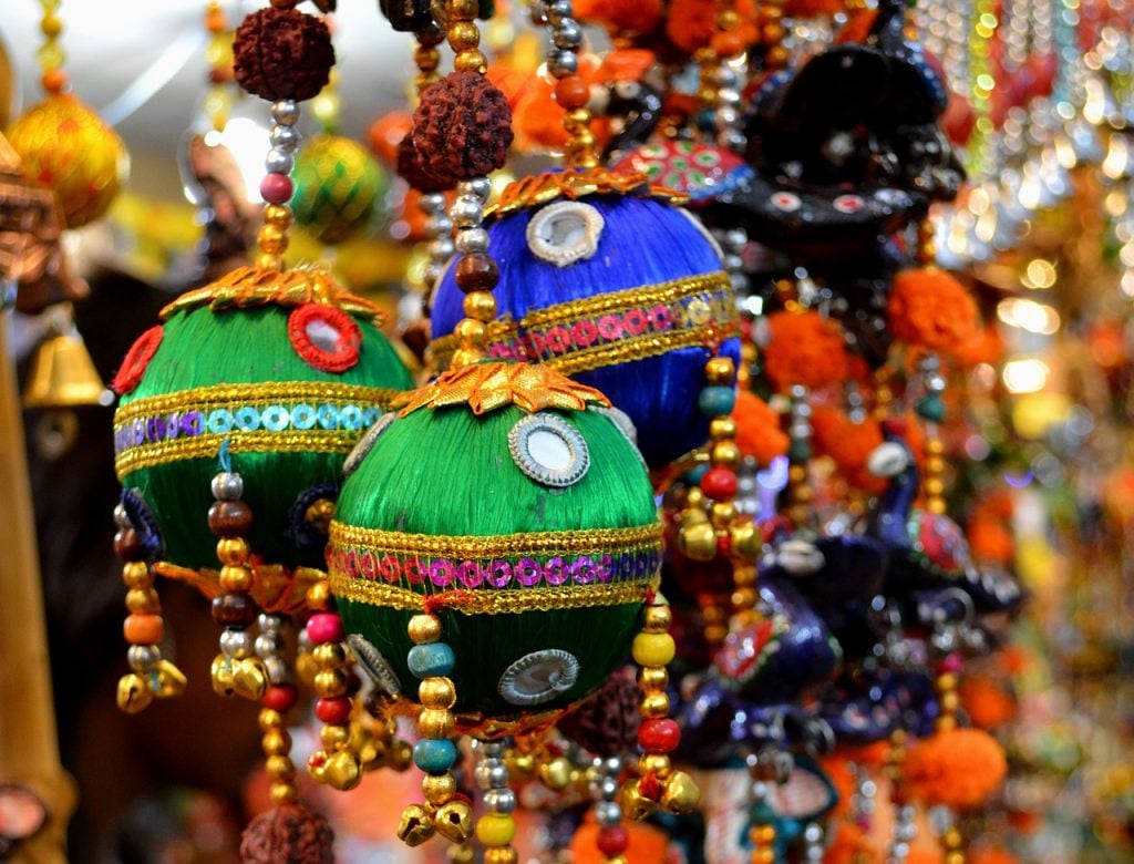 Colorful ornaments celebrating Diwali