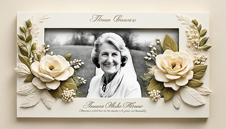 Card with flowers shows picture of a woman