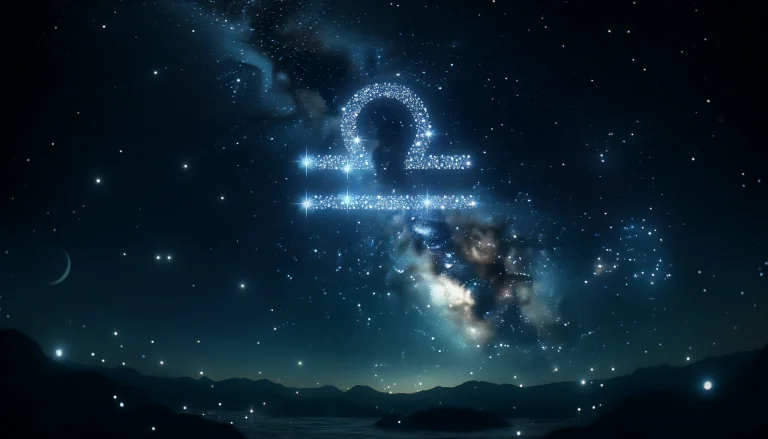 a design made of stars in the shape of the Libra zodiac symbol