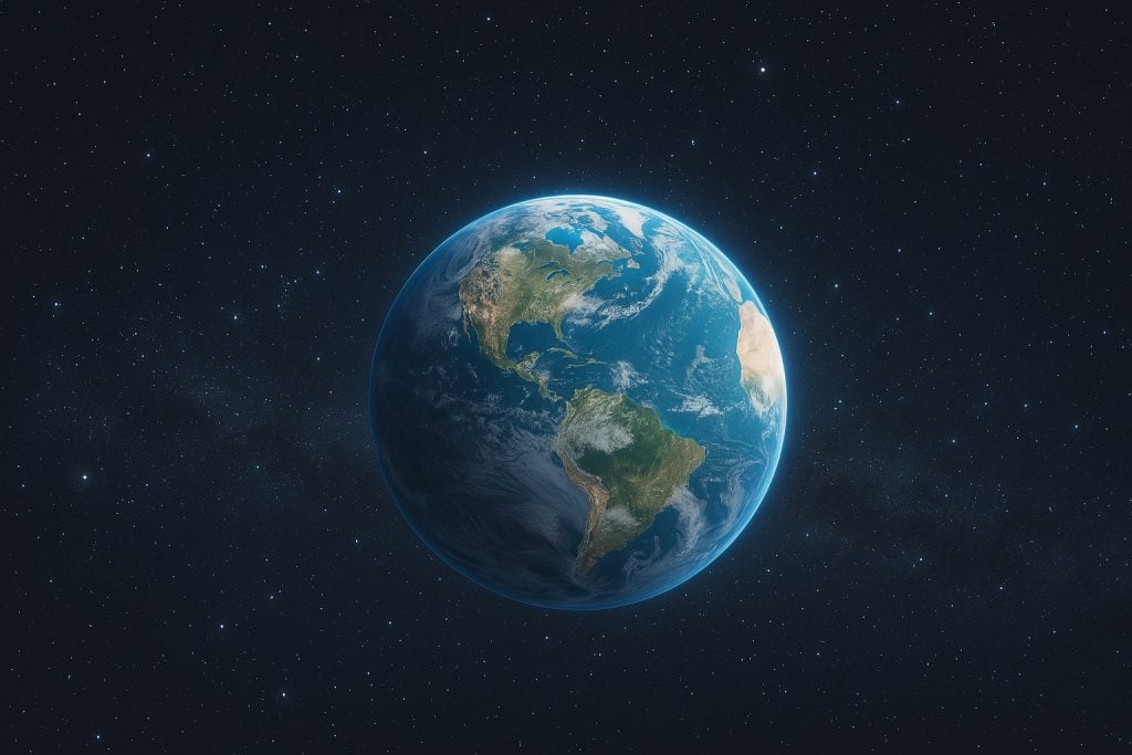 The Planet Earth Rotates on its axis in space as a new year begins