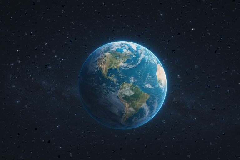 The Planet Earth Rotates on its axis in space as a new year begins