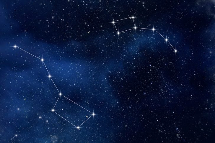 images of the big dipper nand the little dipper in the dark blue night sky
