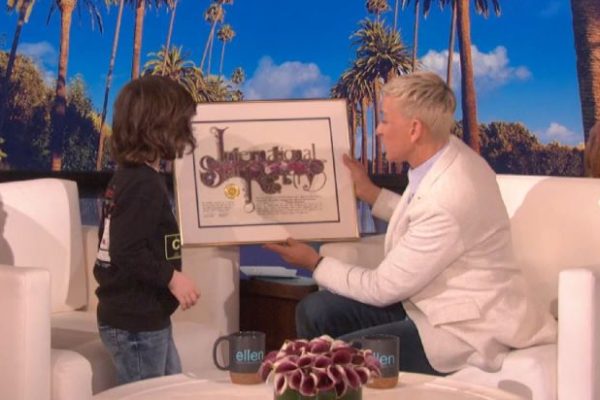EllenShow giving a name a star certificate live on her show.
