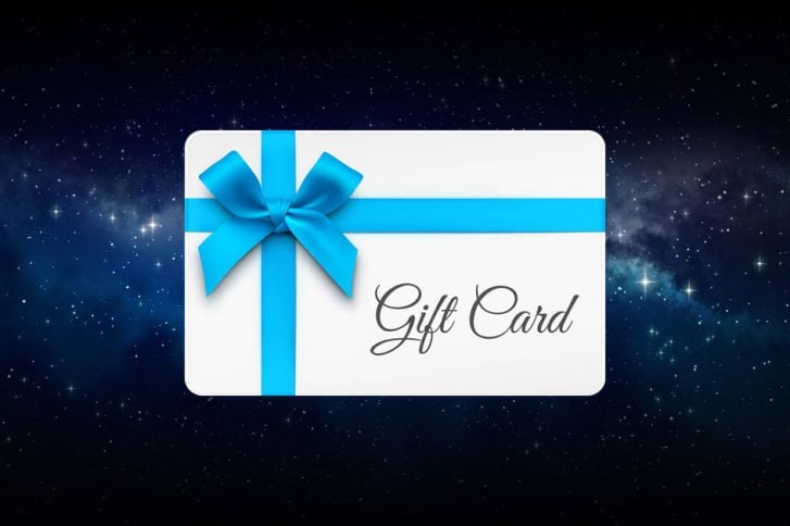 gift card with a blue bow